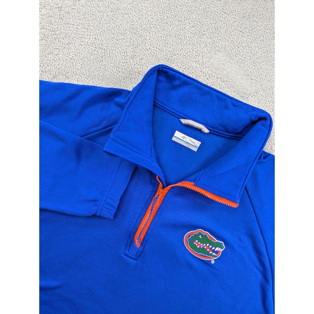 Columbia PFG Florida Gators Mens Large Blue Quarter Zip Pullover Omni-Shade